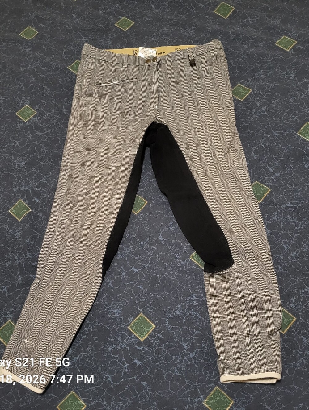 Equicomfort Grey Plaid Fullseat Breech.  Fall Elegance!
